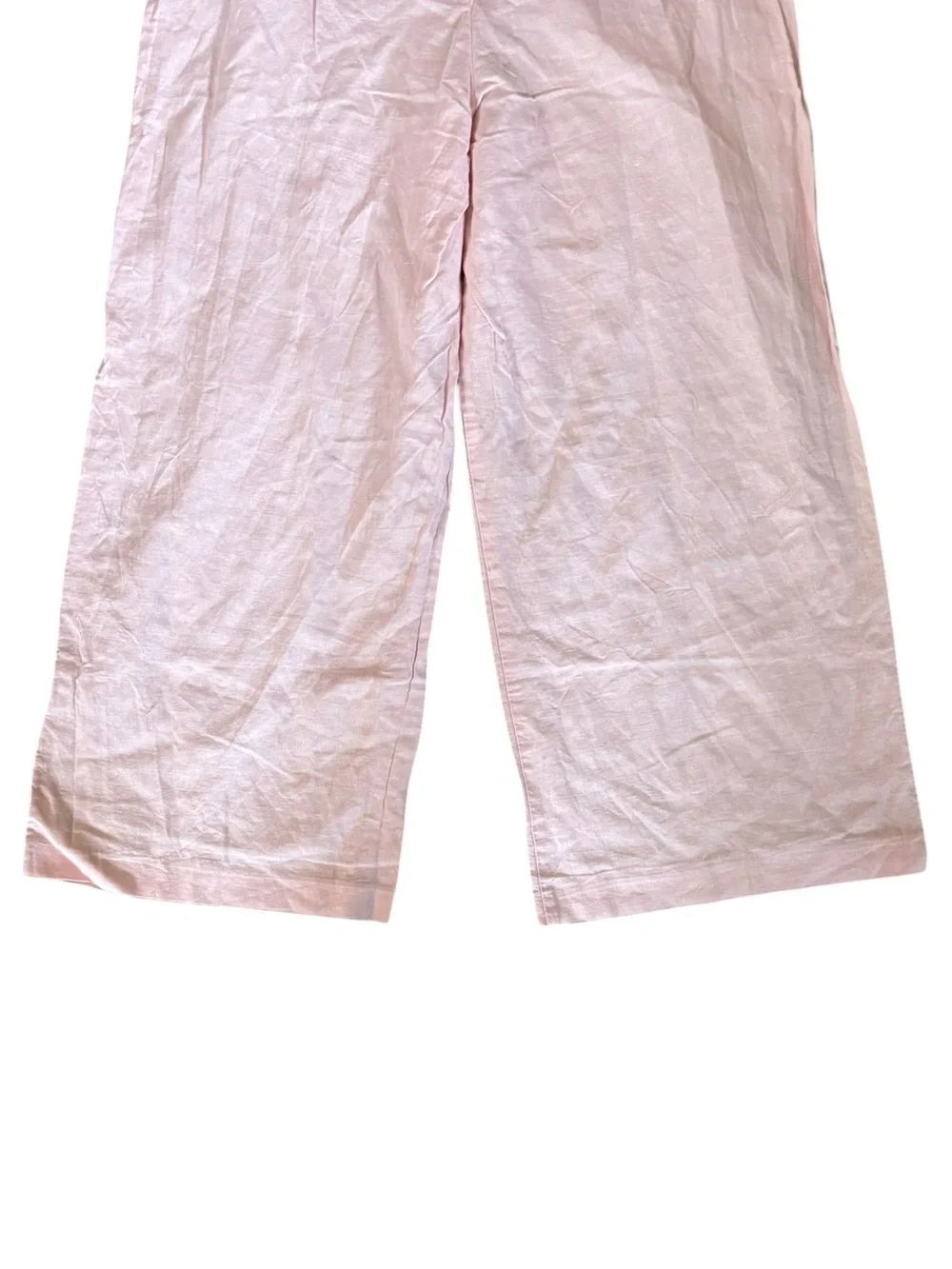 Zara Pink Linen Strapless Cropped Wide Leg Jumpsuit - S